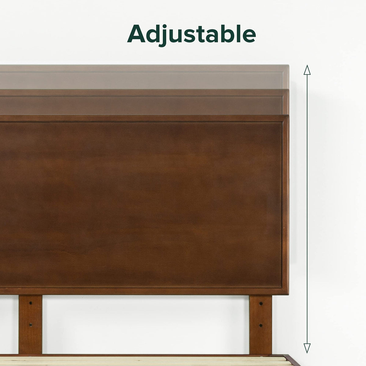 King Brown Wood Platform Bed Frame with Adjustable Headboard E9320