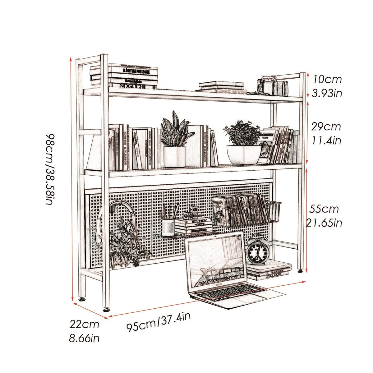 White Metal Desktop Bookshelf T131579