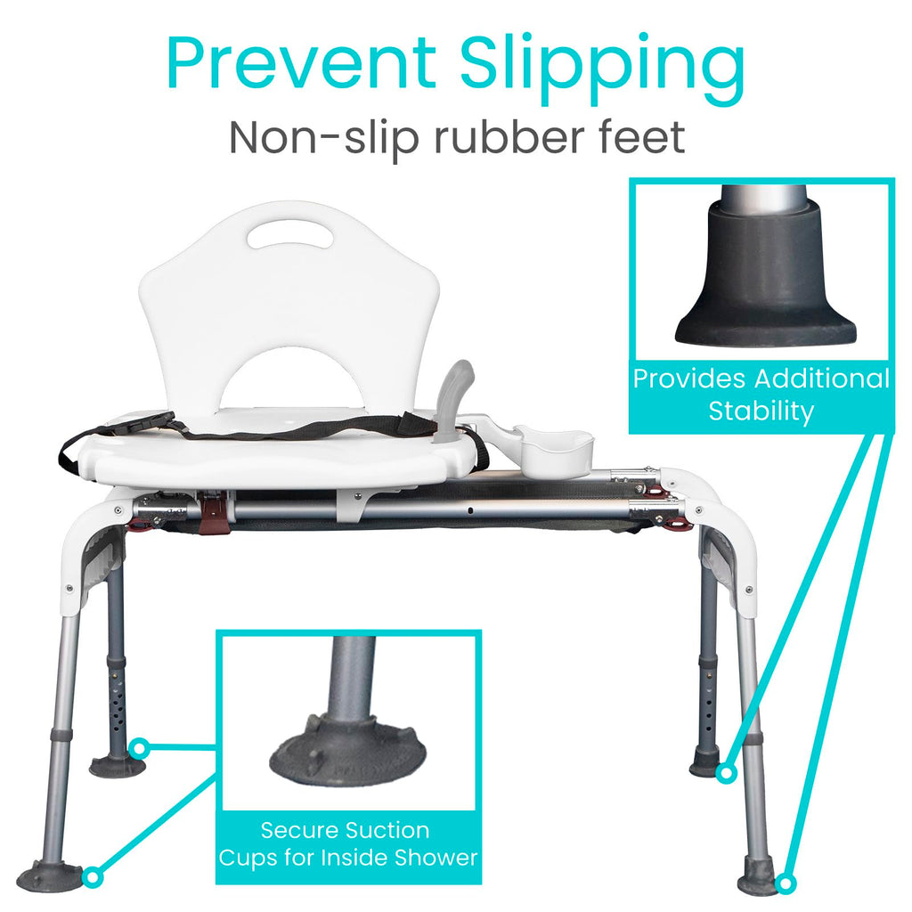 Sliding Shower Chair with Soap Tray and Safety Belt N382