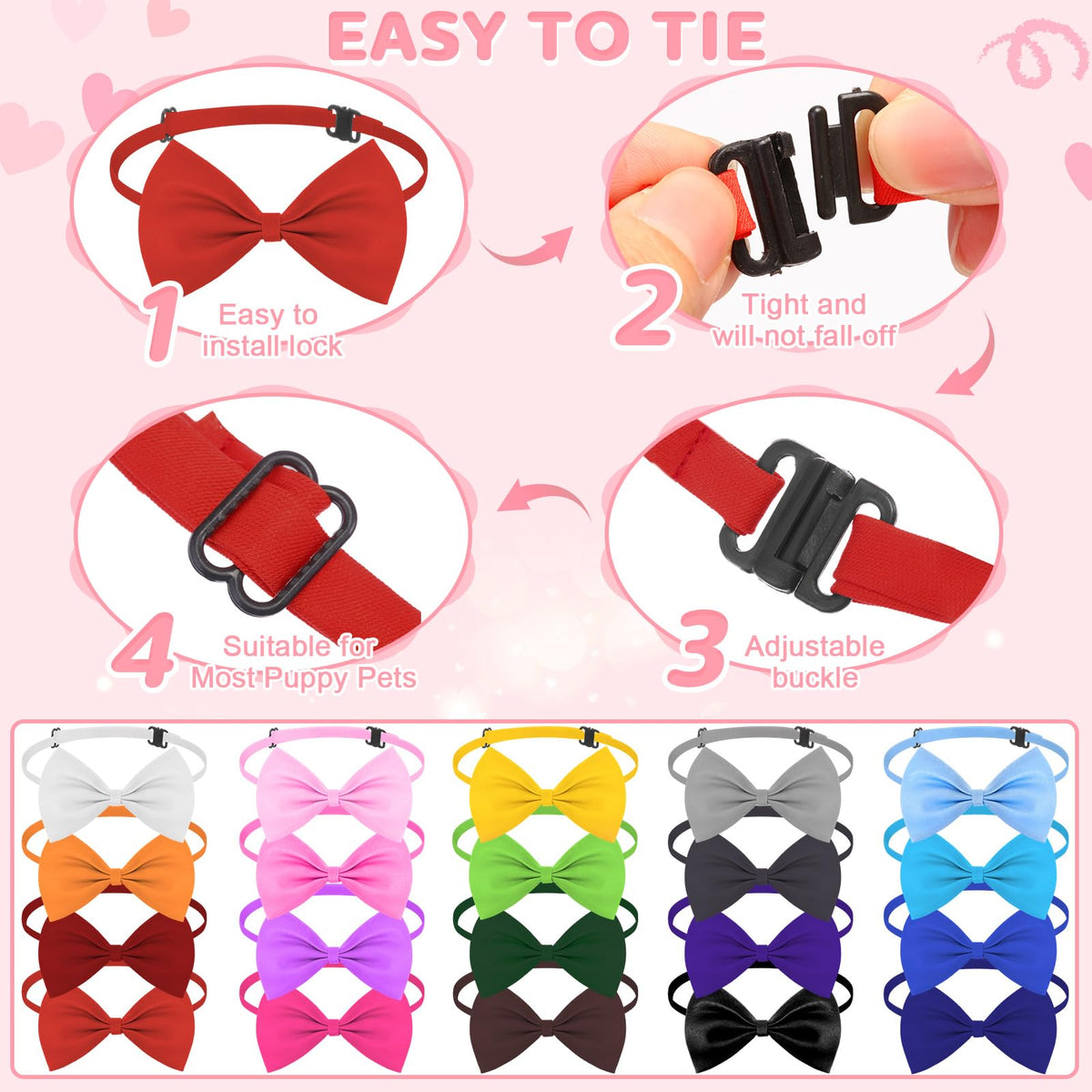 240 Pcs Dog Bow Ties with Adjustable Collar X974