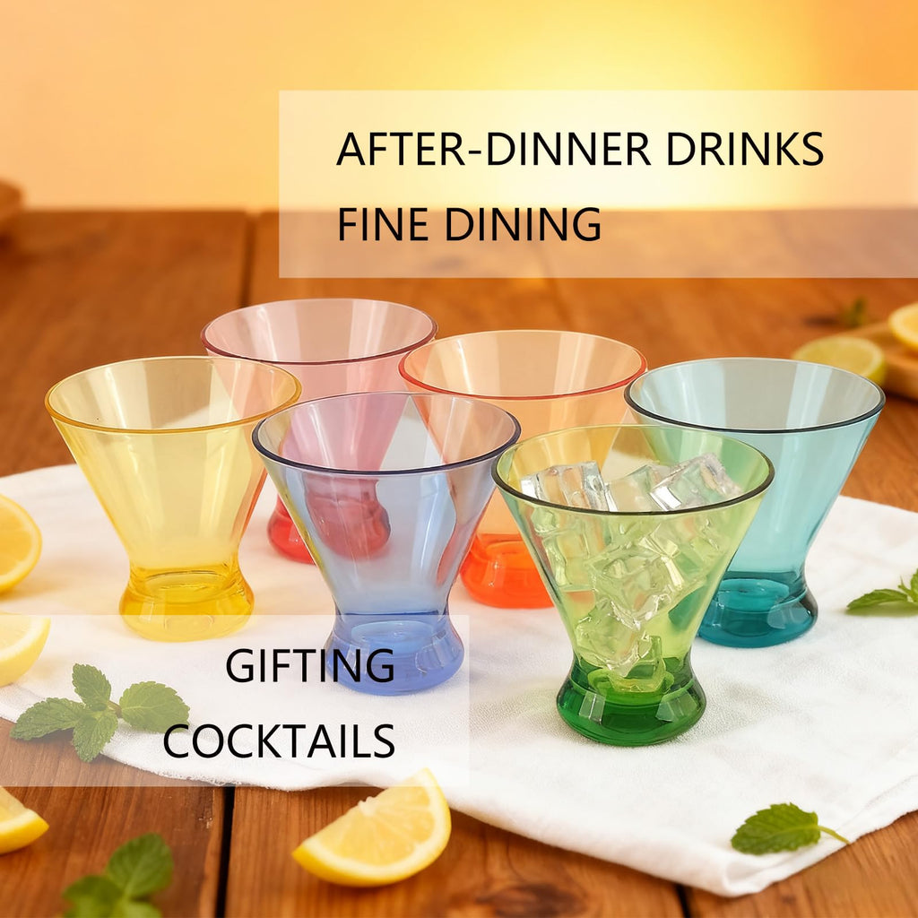 9 oz Stemless Acrylic Martini Glasses Set of 6 X4373