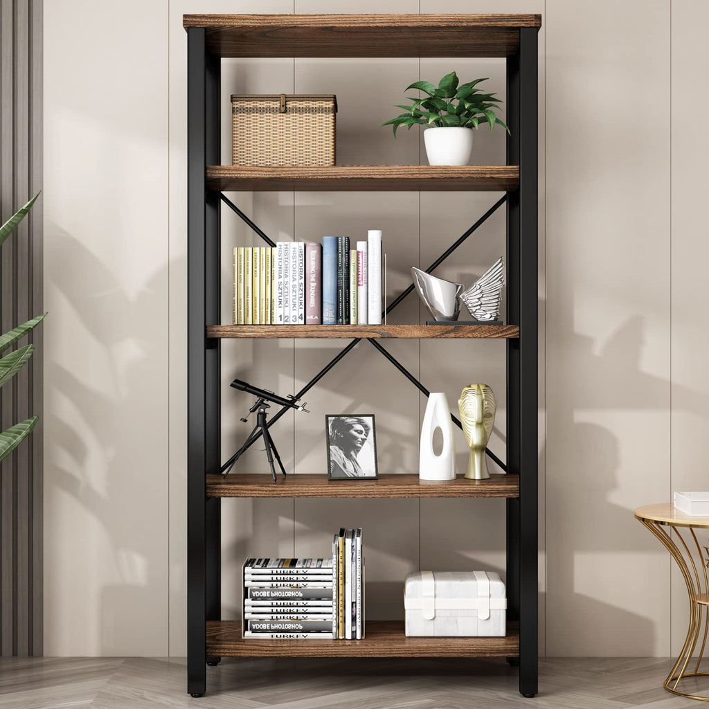5-Tier Solid Wood Bookshelf E257650