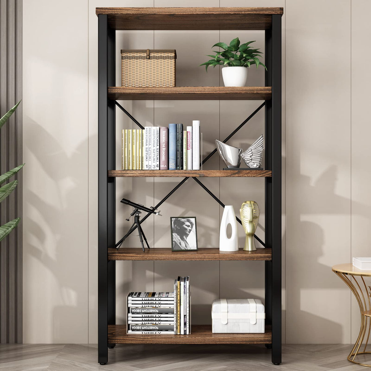 5-Tier Solid Wood Bookshelf E257650