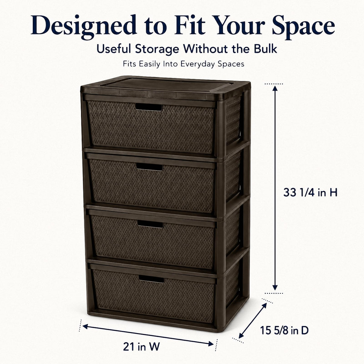 Brown 4-Drawer Plastic Storage Chest A6214