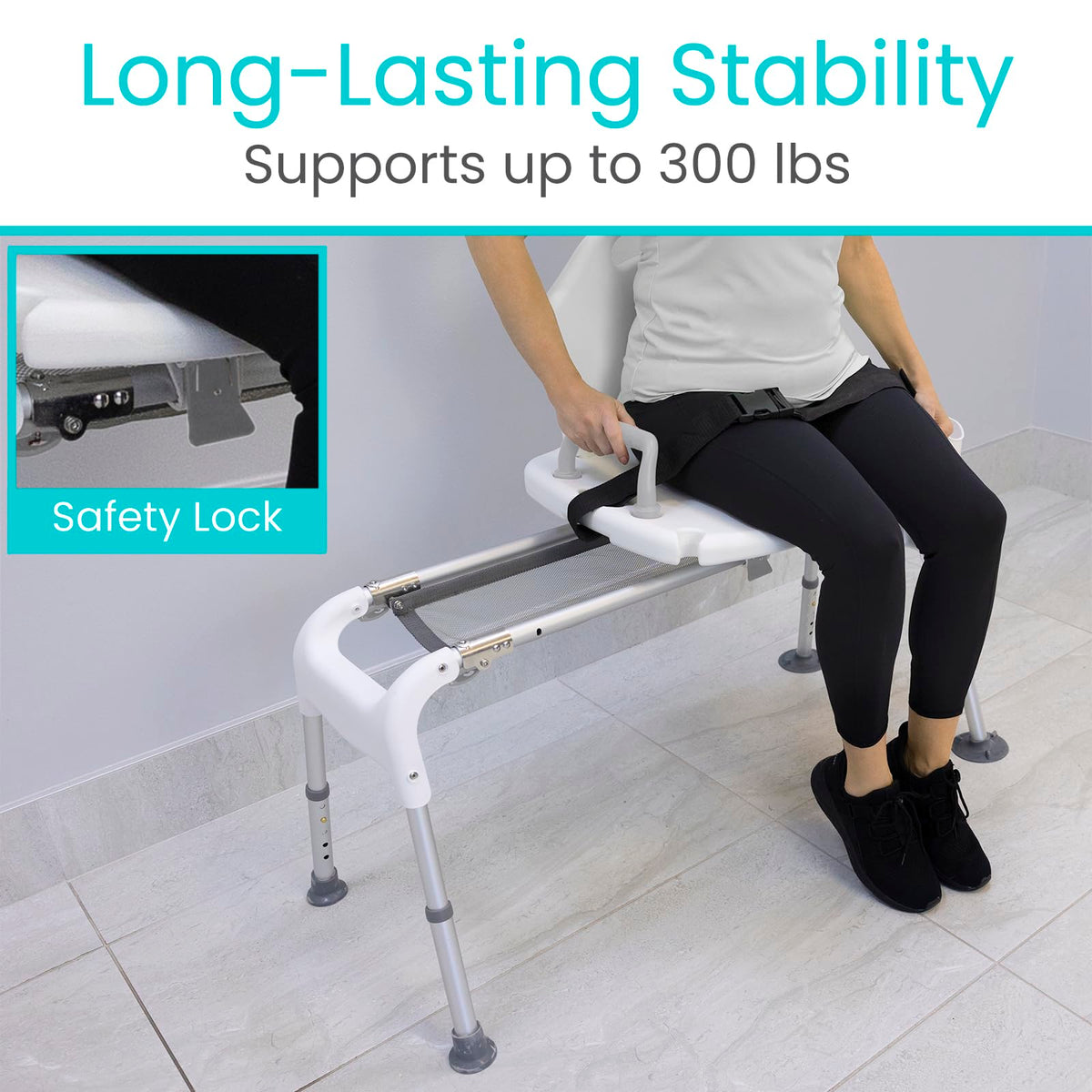 Sliding Shower Chair with Soap Tray and Safety Belt N382