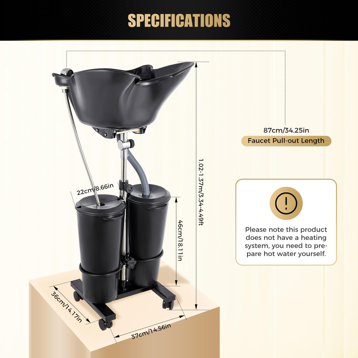 Portable Shampoo Bowl with Electric Pump T2474