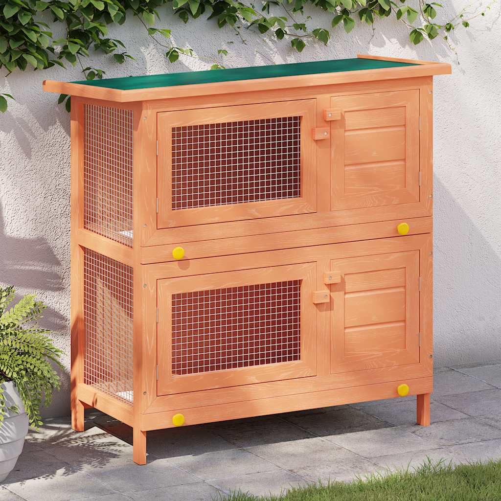 Outdoor Wooden Rabbit Hutch 2-Tier 36 Inch S760228