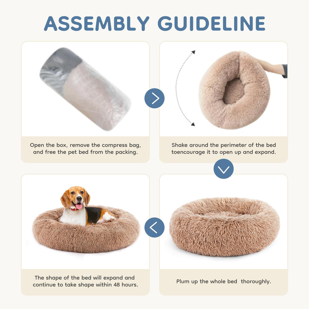 30.7 Inch Fluffy Faux Fur Plush Dog Bed M912