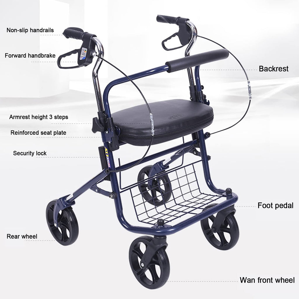 Upright Folding Rollator Walker with Seat H72424