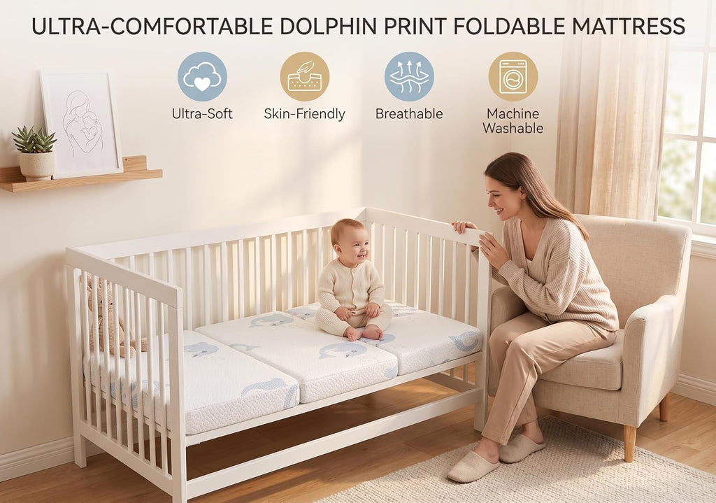 Trifold Pack and Play Mattress Topper, 38x26 Dual Firmness Z579766