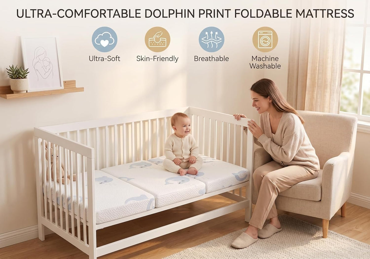 Trifold Pack and Play Mattress Topper, 38x26 Dual Firmness Z579766