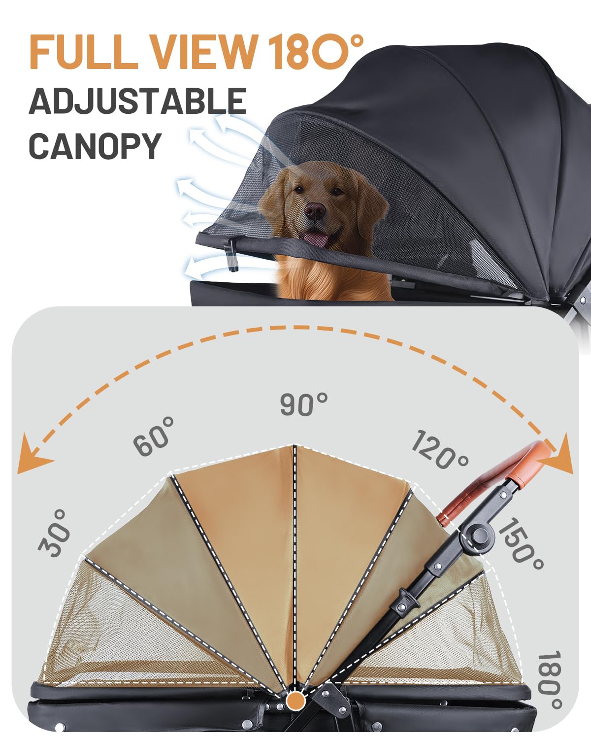 Foldable Ventilated Dog Stroller with Canopy N281