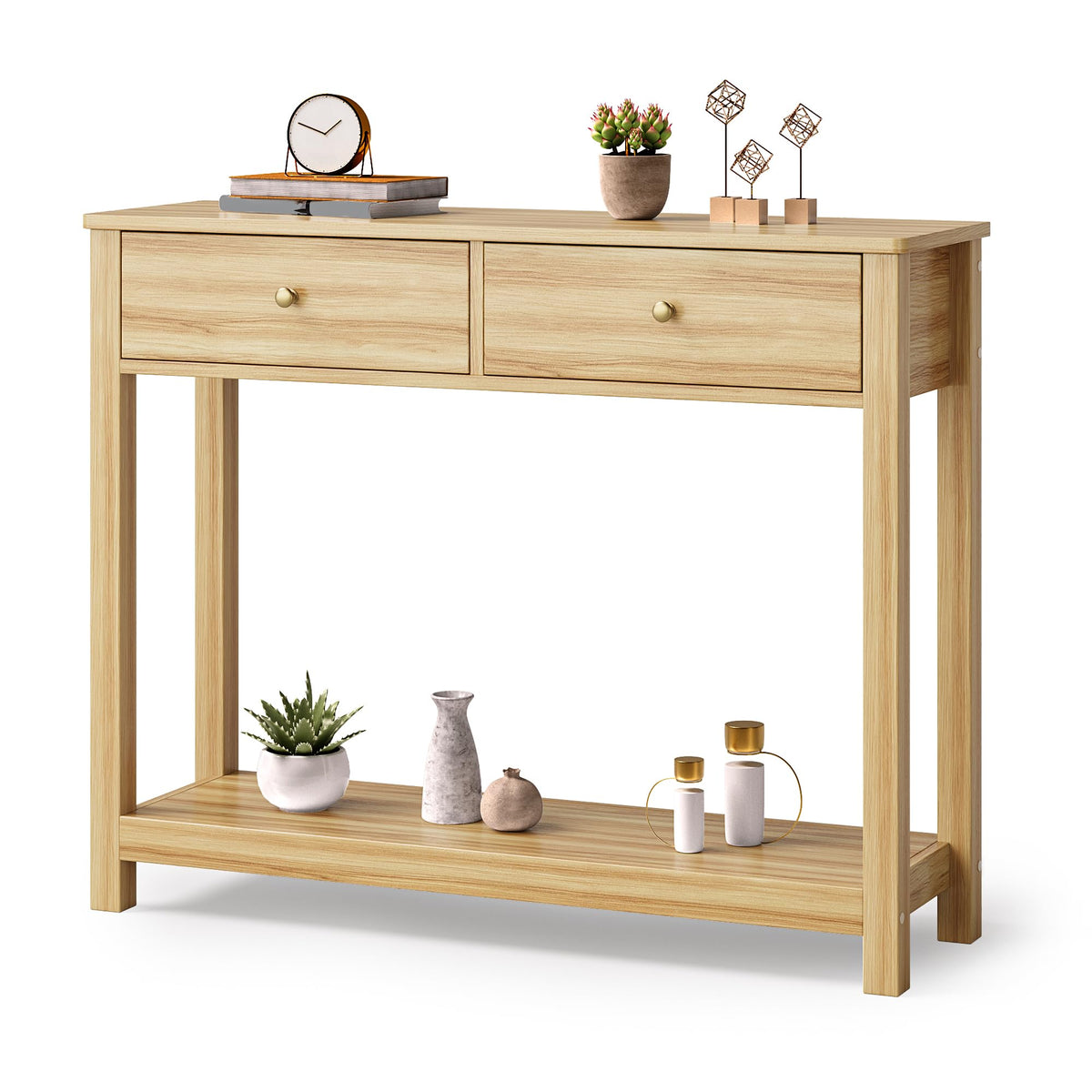 2 Drawer Oak Console Table J5074