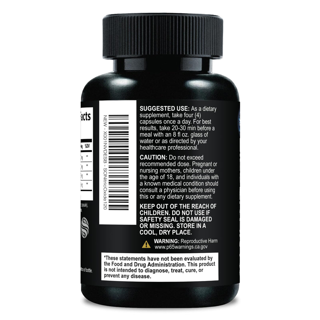 Nitric Oxide Supplement 3000mg Blend L-Arginine & L-Citrulline 120 Capsules I732
