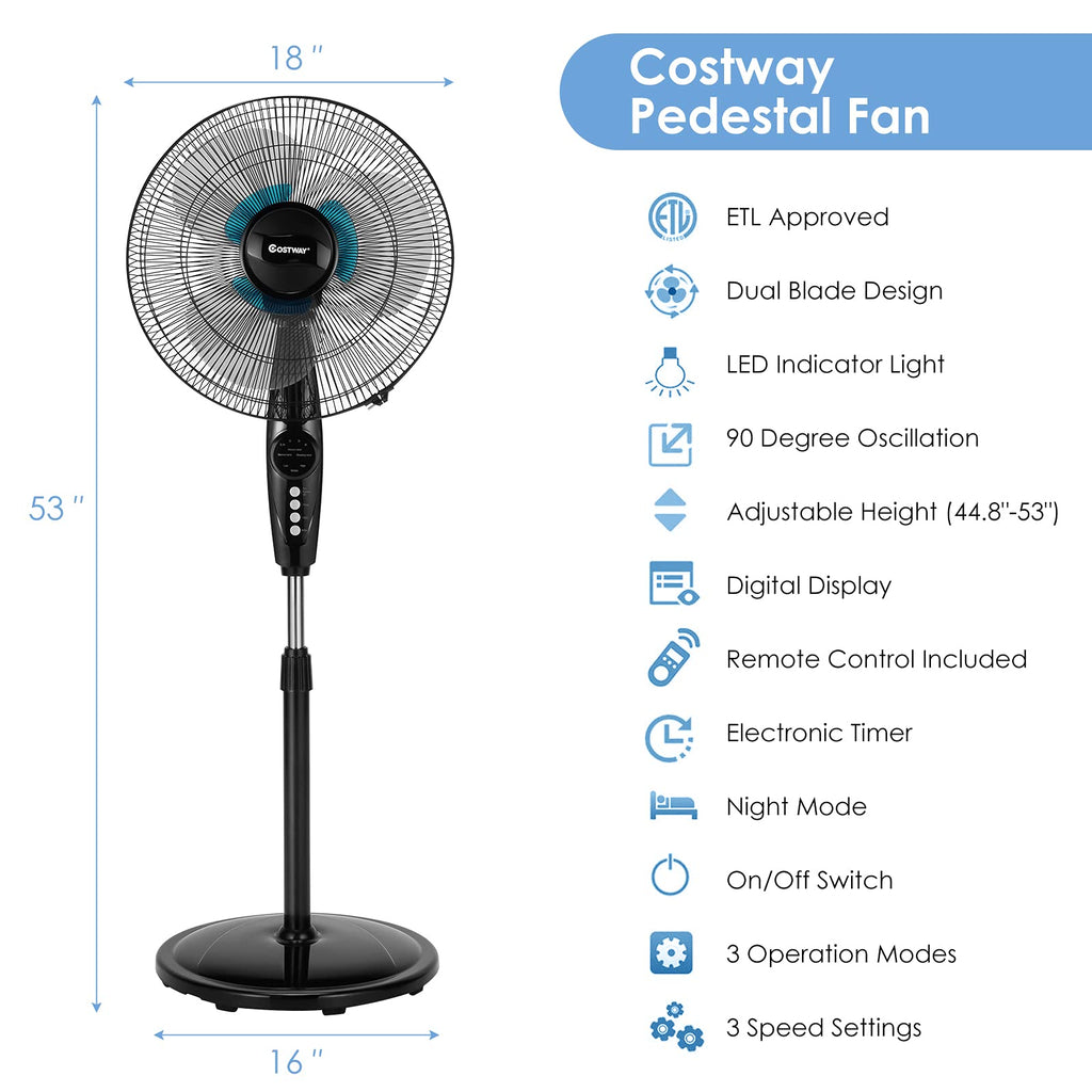 16-Inch Oscillating Pedestal Fan A613008