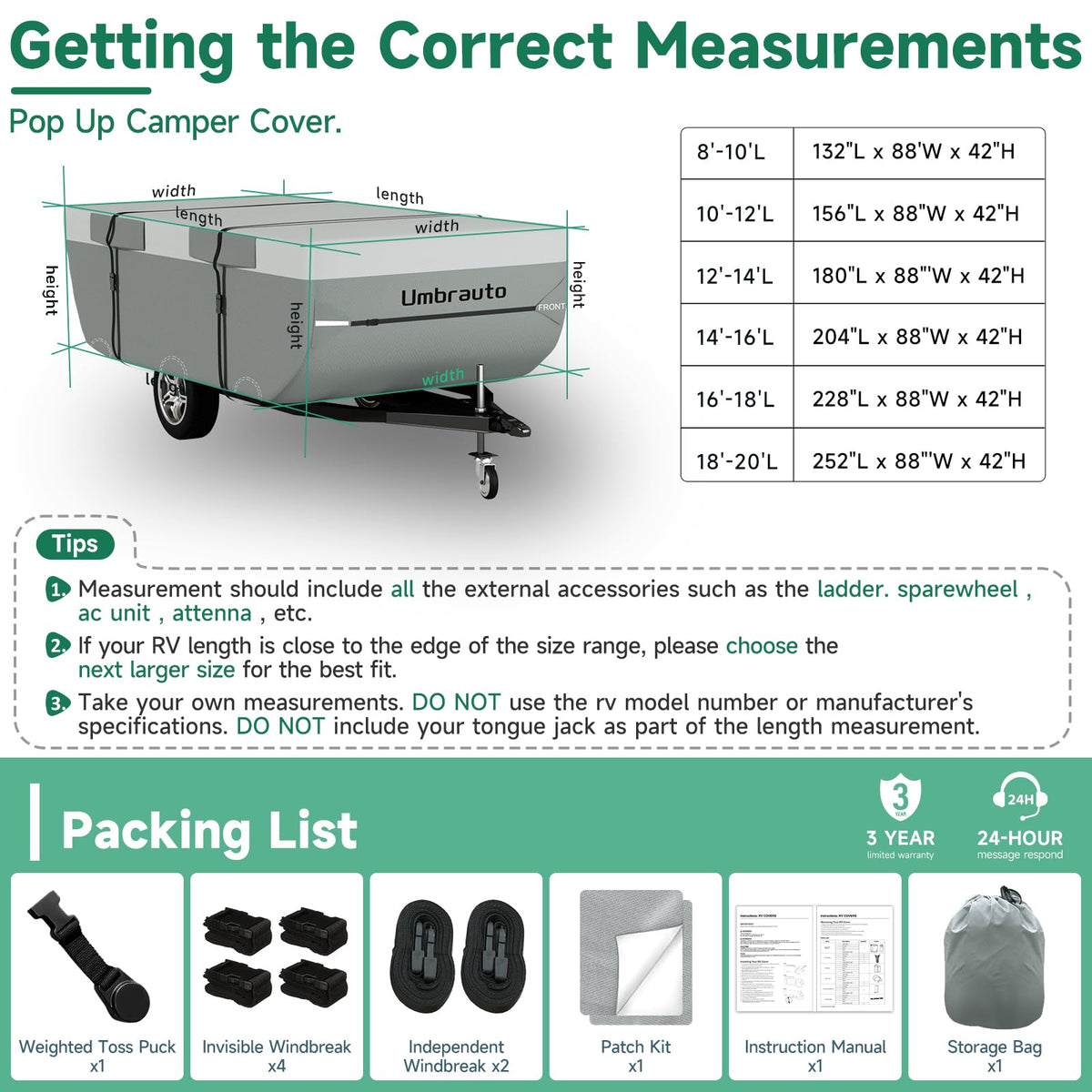 Pop Up Camper Cover 14-16 ft P126