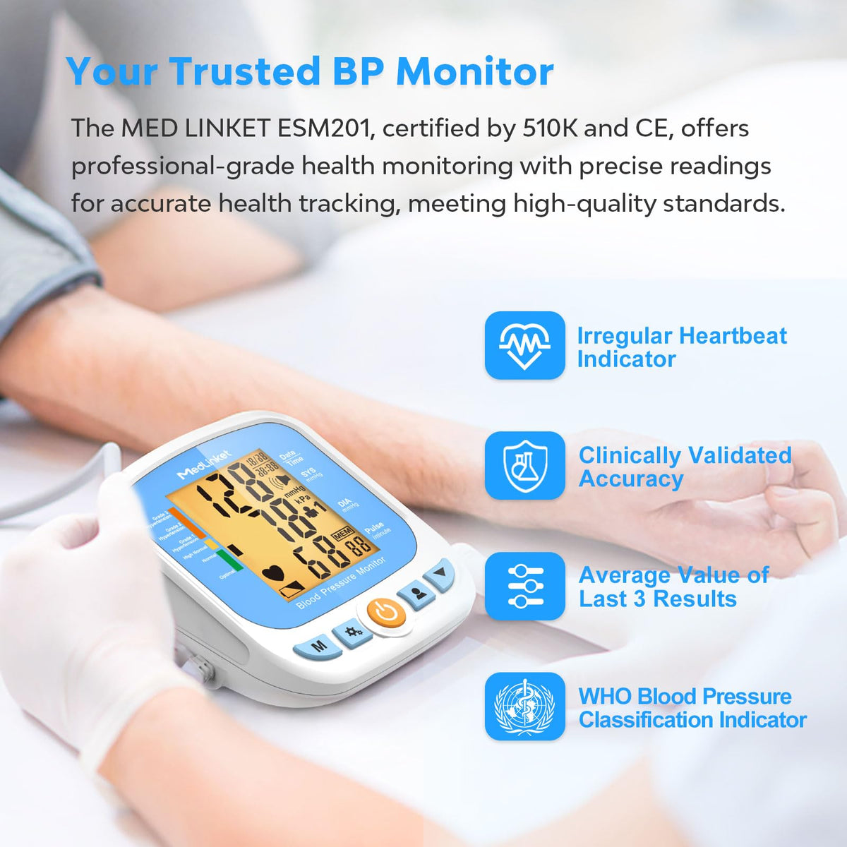Blood Pressure Monitor with Adjustable Cuff and Backlit Display R450