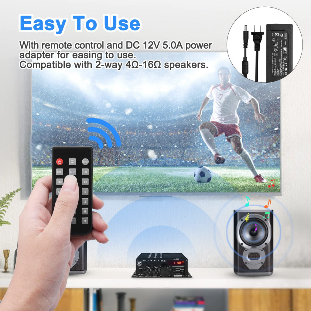 USB SD BT FM AUX Audio Power Amplifier 2.0 CH 40W+40W A4421