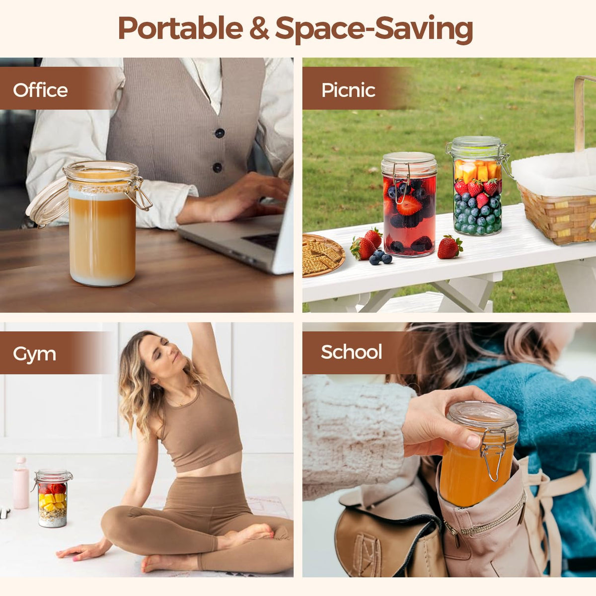 16 oz Glass Jars with Airtight Lids 6 Pack F3524