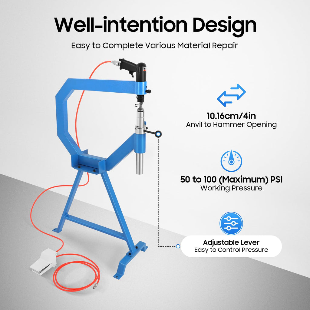 Pneumatic Planishing Hammer with Steel Frame Stand and Foot Pedal V376