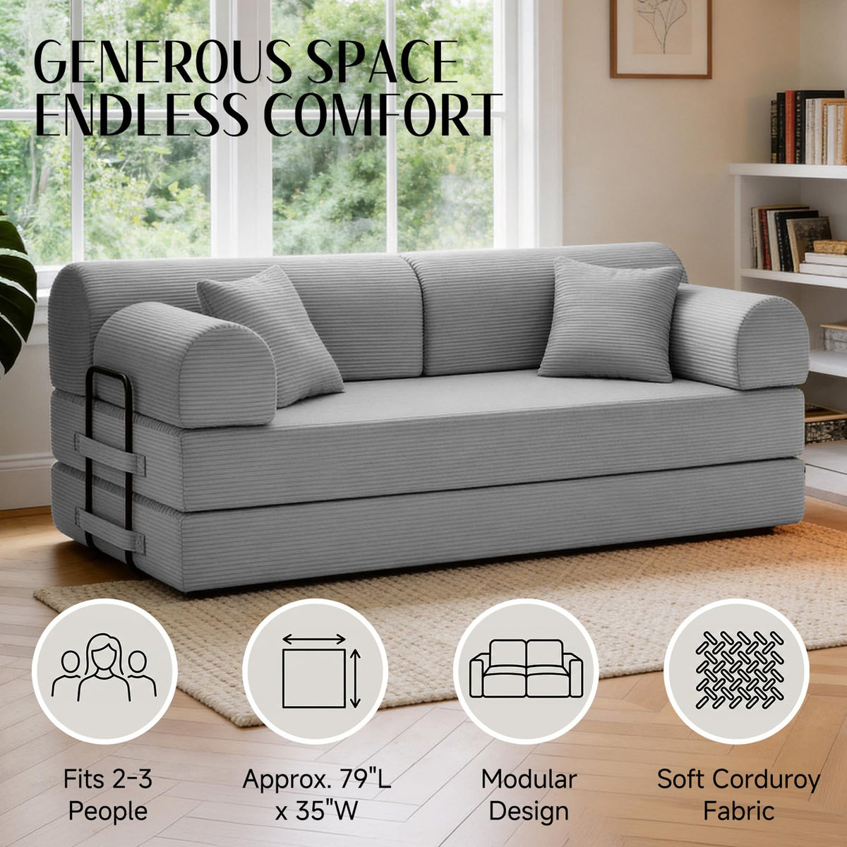 Convertible Sofa Bed with High Back J8882