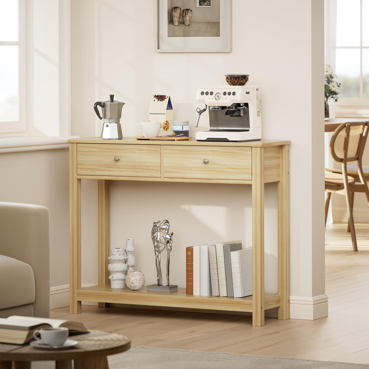 2 Drawer Oak Console Table J5074