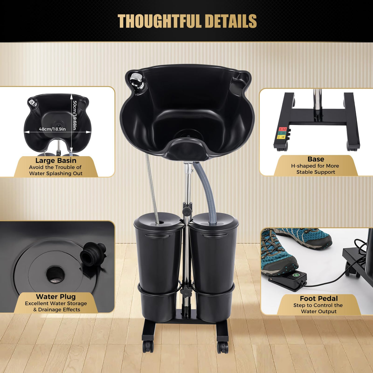 Portable Shampoo Bowl with Electric Pump T2474