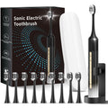 Black White Electric Toothbrush with 10 Brush Heads Q376