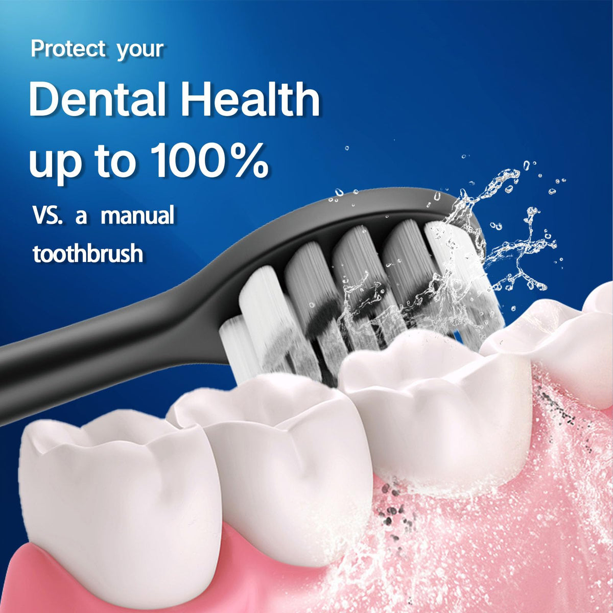 Black White Electric Toothbrush with 10 Brush Heads Q376