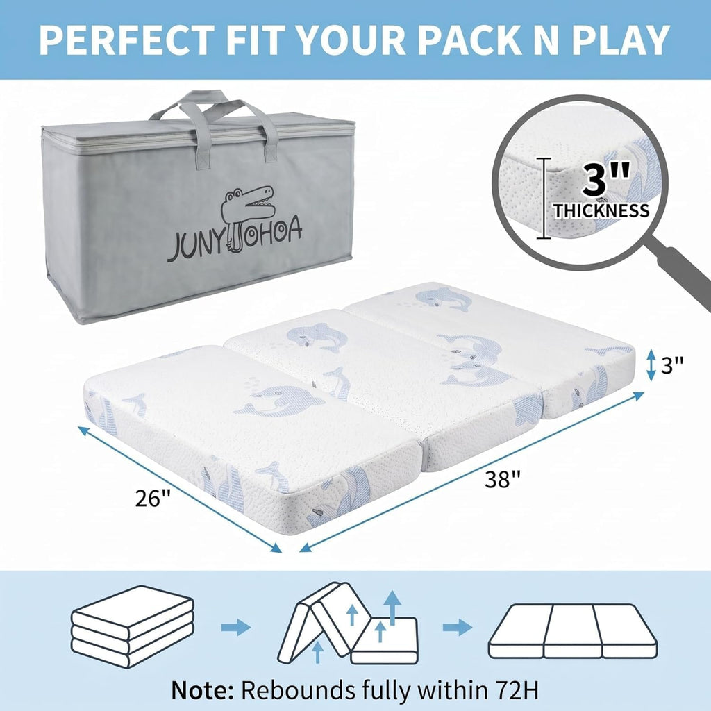 Trifold Pack and Play Mattress Topper, 38x26 Dual Firmness Z579766