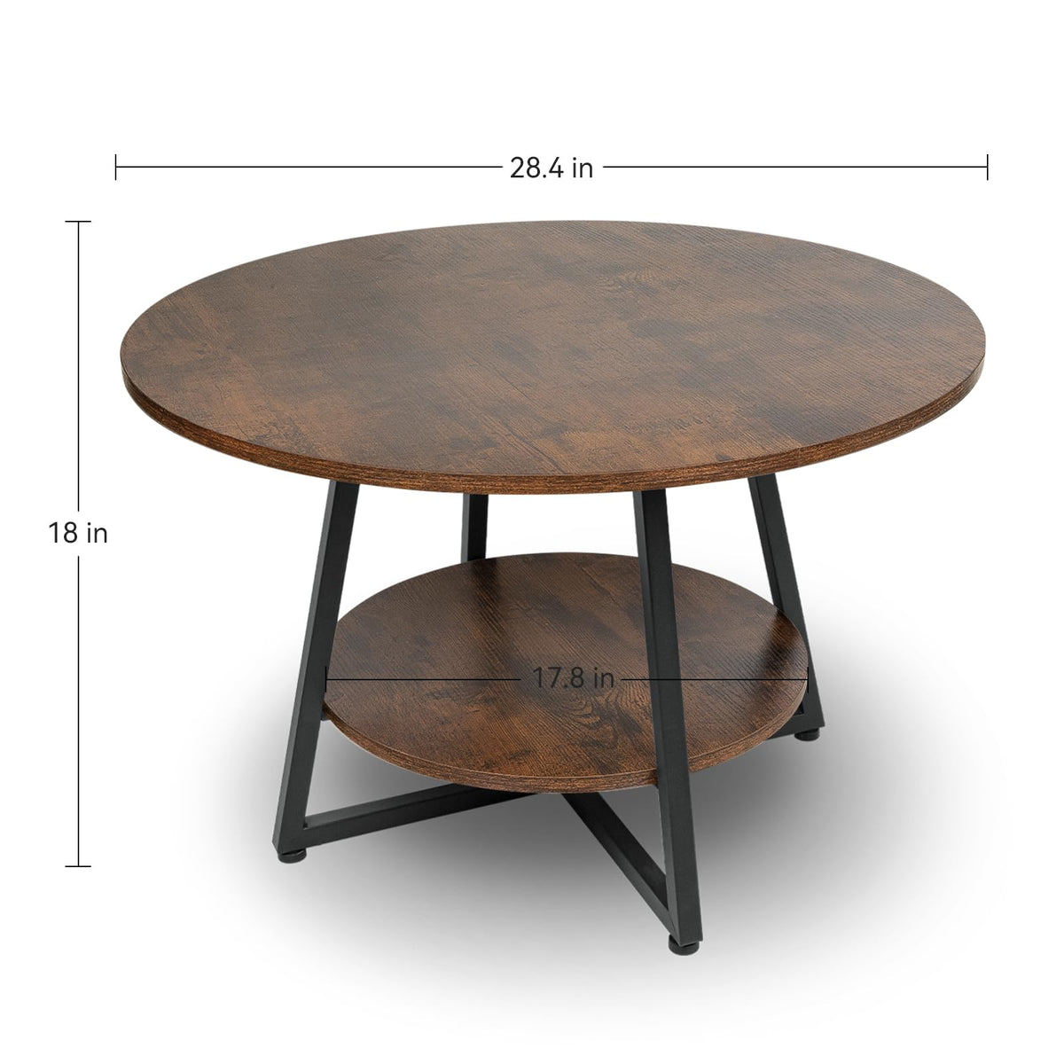 Round 2-Tier Wood Coffee Table with Storage K4486