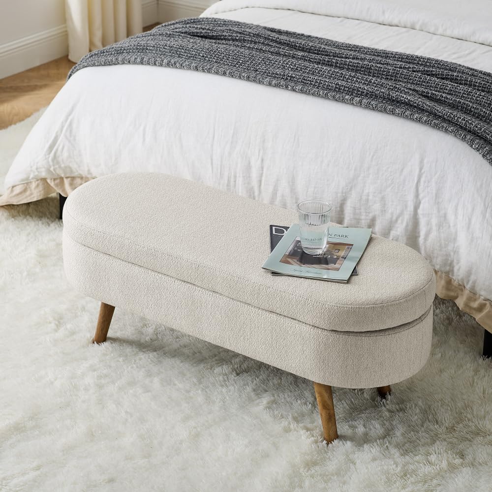 Oval Storage Bench with Rubber Wood Legs J4454