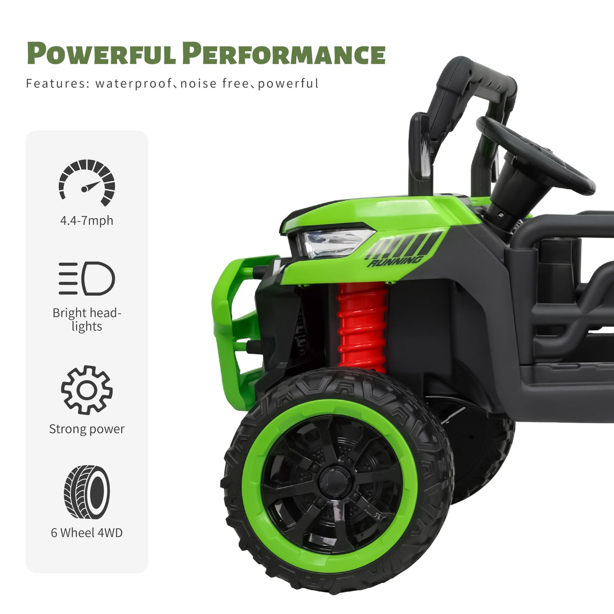 24V 2 Seater 6x6 Electric Ride On Dump Truck with Remote Control, Green U568613