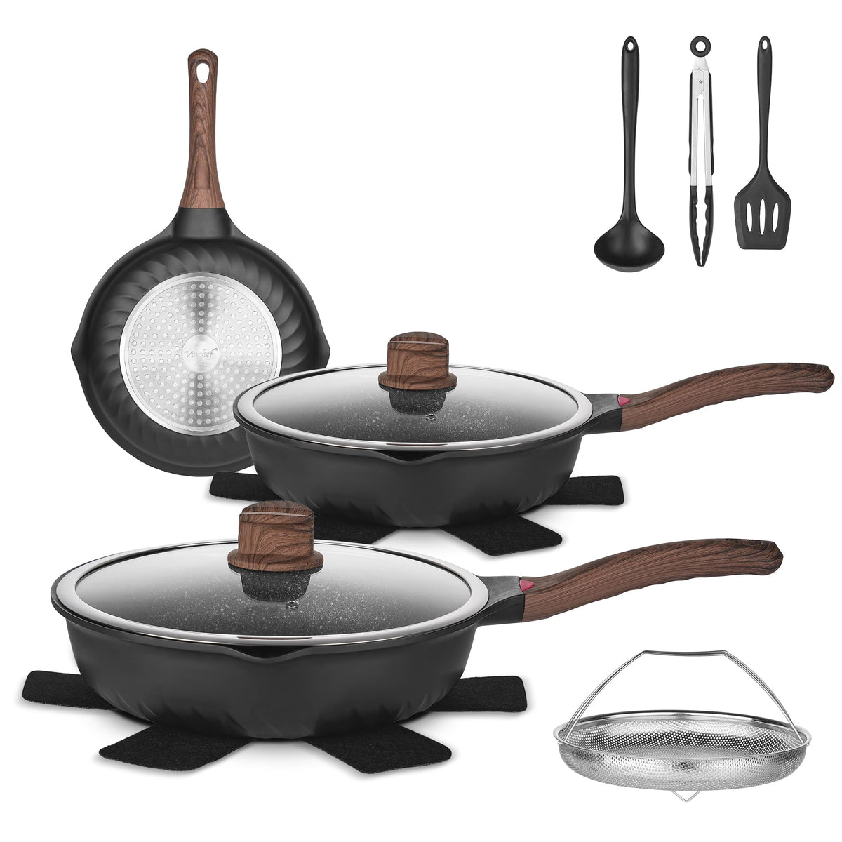 12 Pc Nonstick Deep Frying Pan Cookware Set N418117