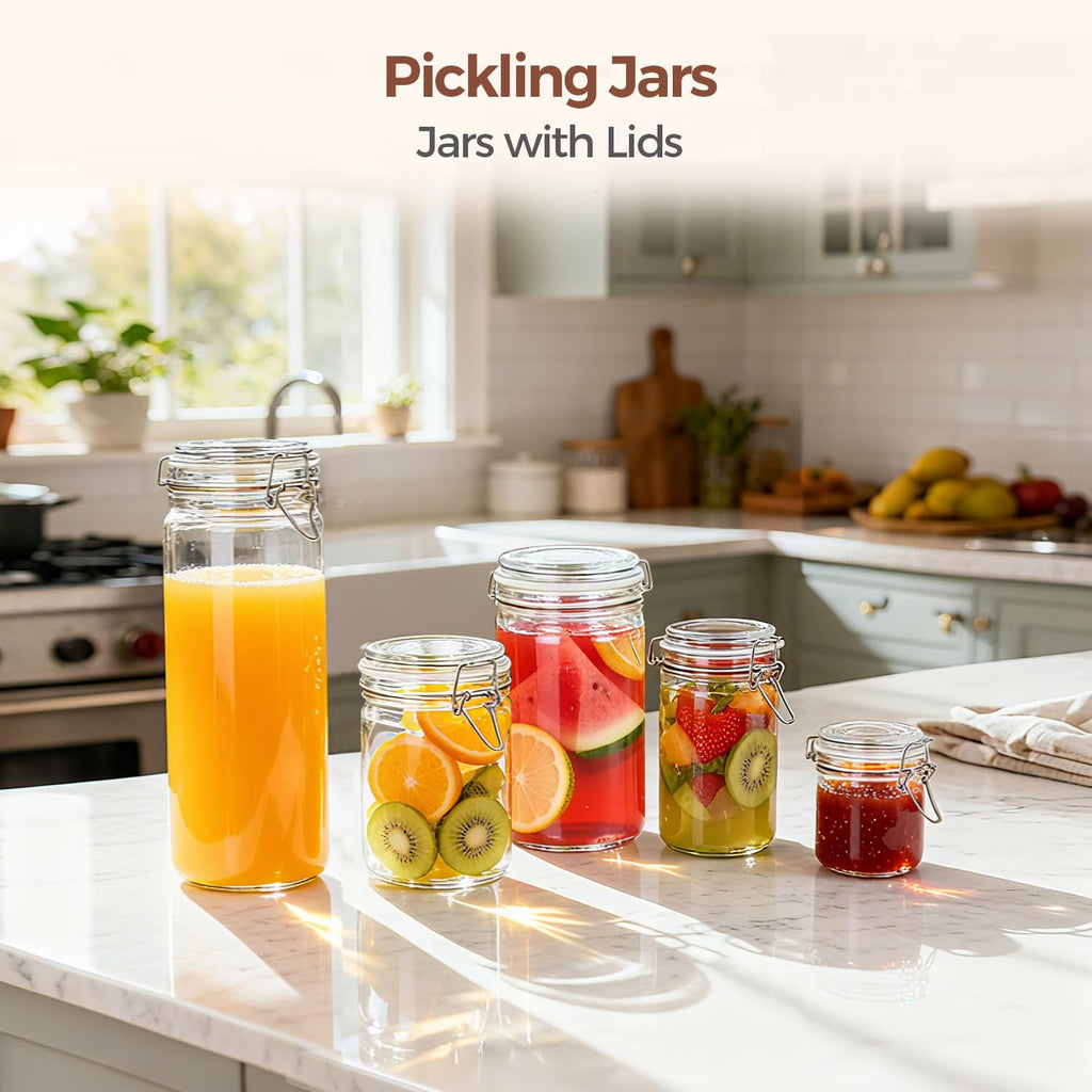 16 oz Glass Jars with Airtight Lids 6 Pack F3524