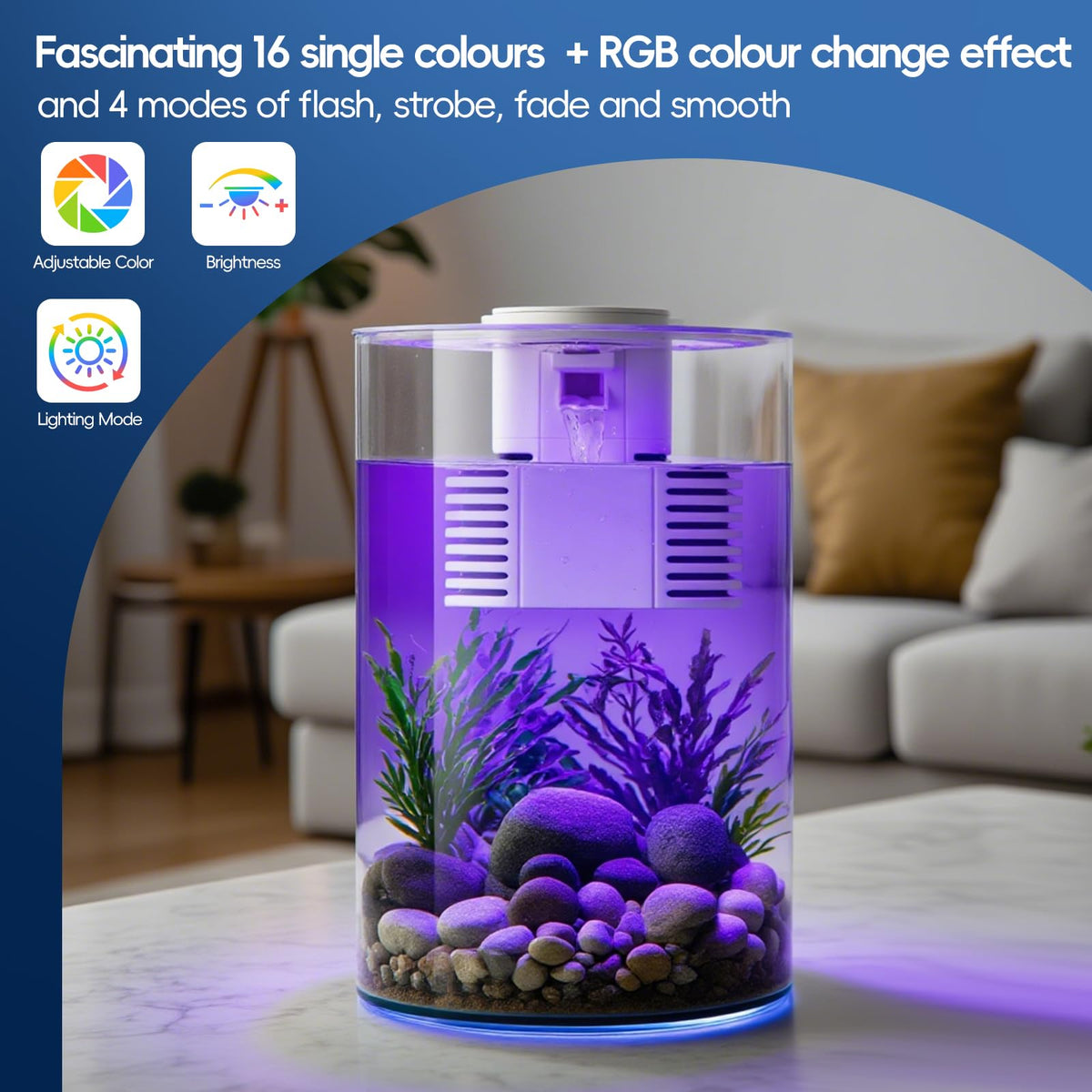 3 Gallon Self Cleaning Fish Tank Aquarium Starter Kit with Filter and Light O1961