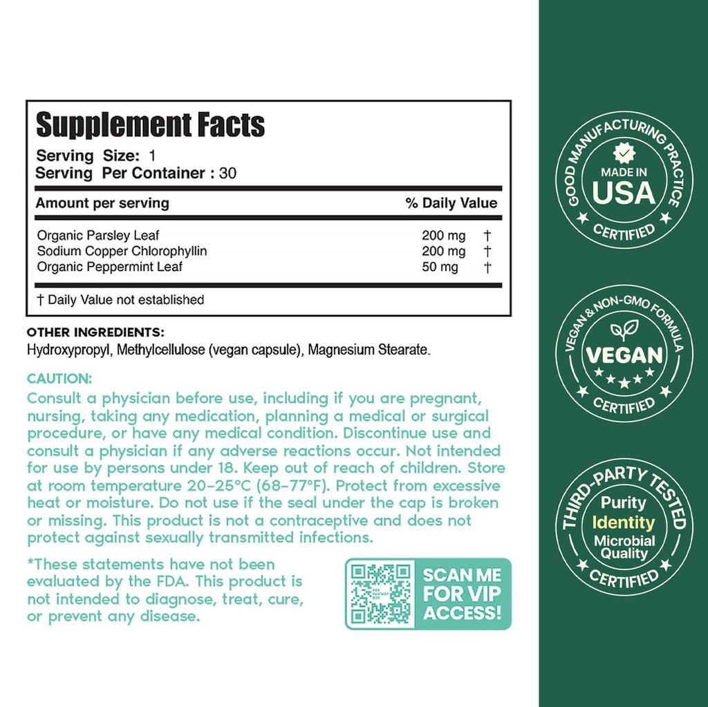 Chlorophyll Capsules 30 Capsules 200 mg J455096