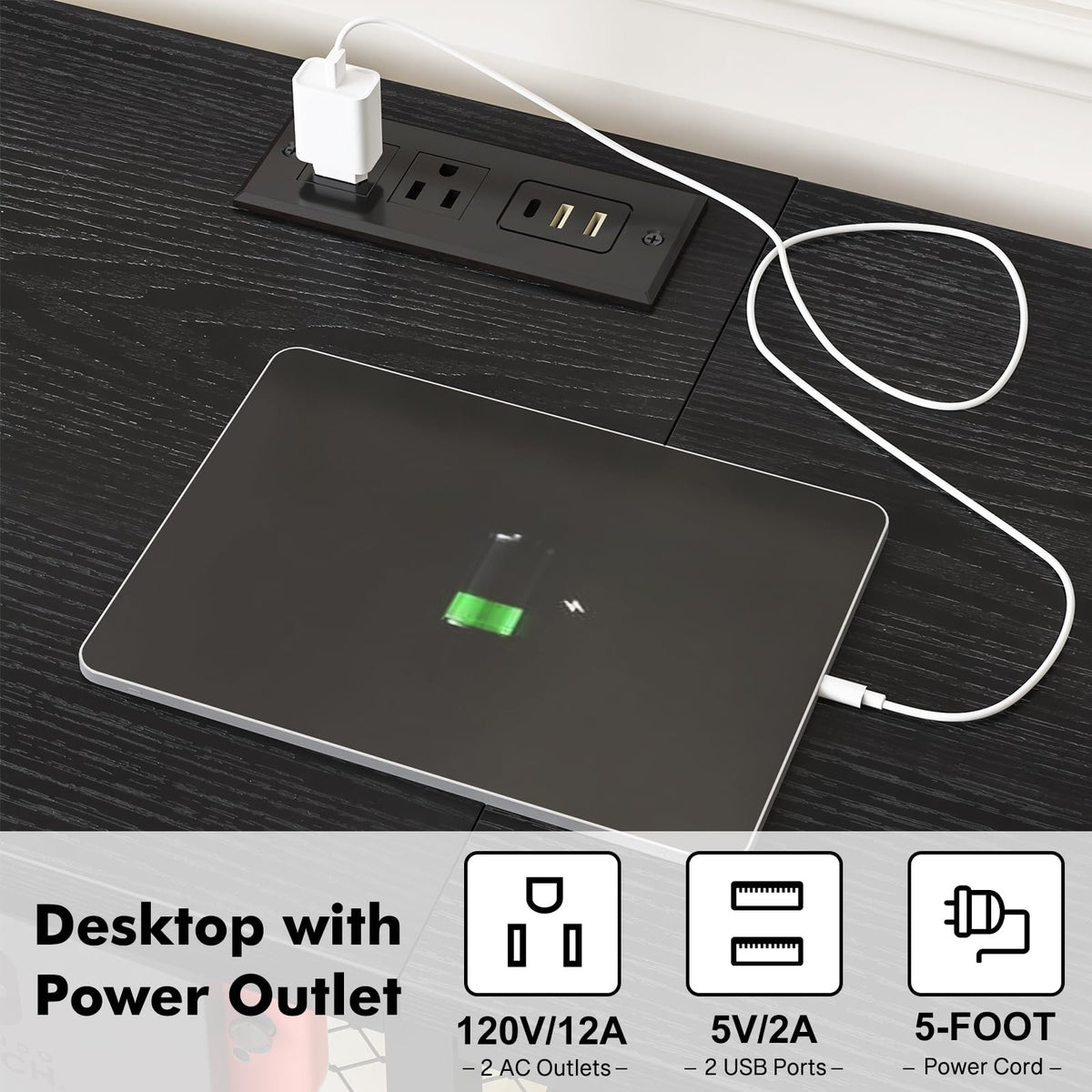 Black TV Stand with Outlets F689641