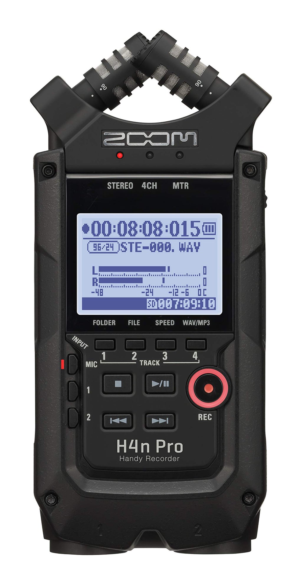 4-Track Portable Recorder, All Black, Stereo Microphones, 2 XLR/ ¼“ Combo Inputs, Battery Powered F38607