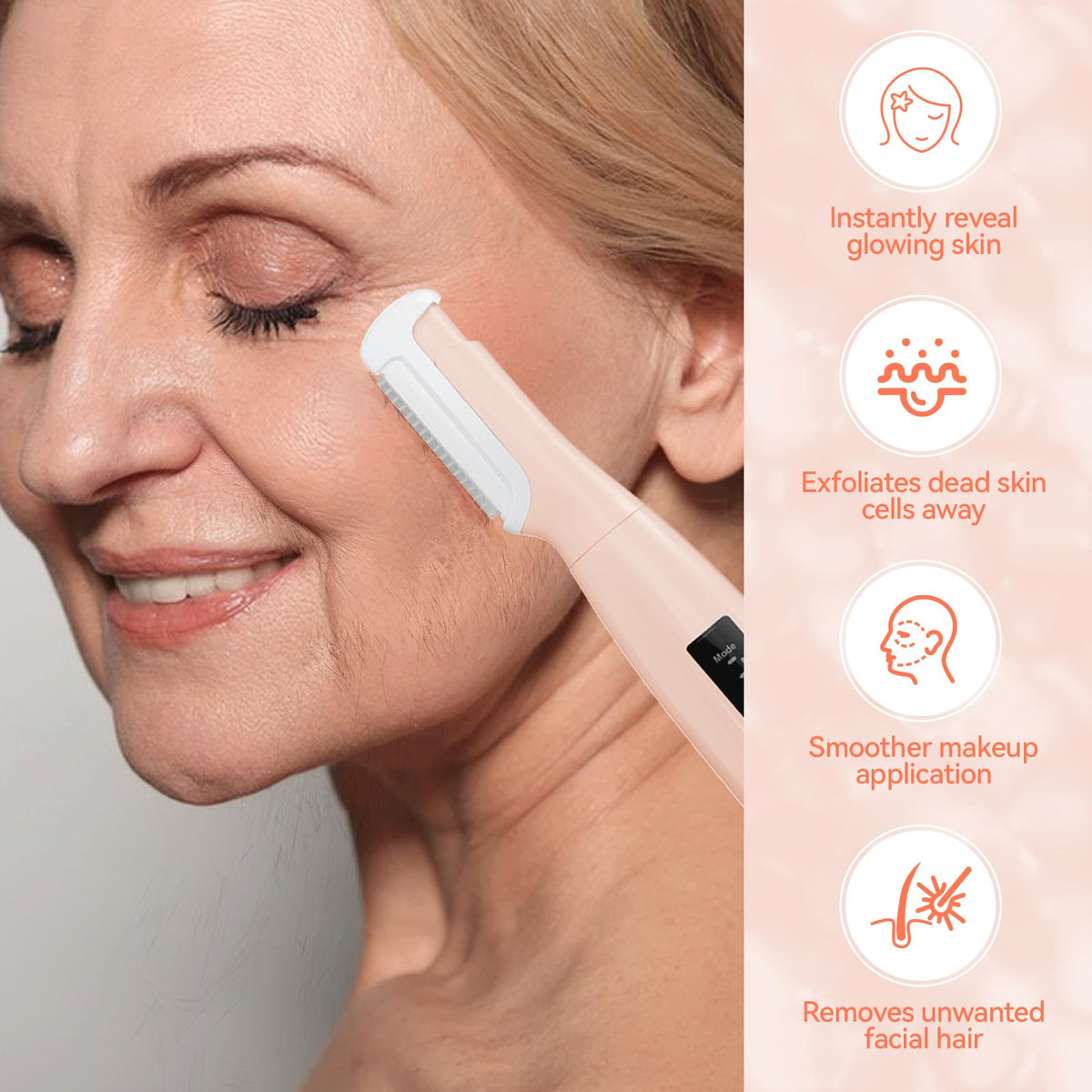 Pink Rechargeable Facial Razor with 8 Blades H4667