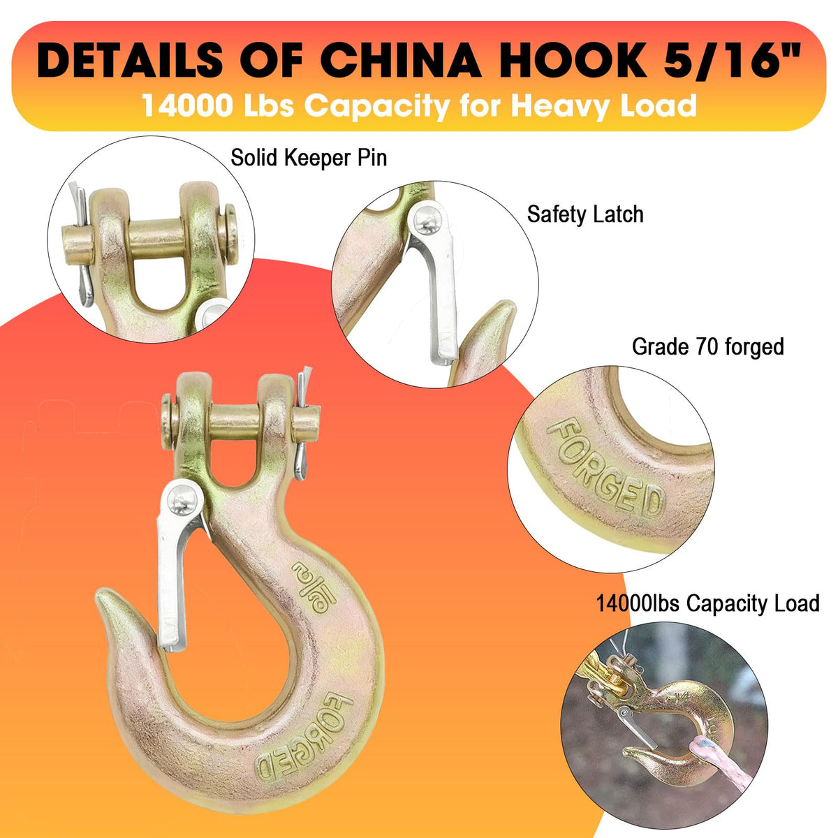 5/16" Clevis Slip Hook with Safety Latch S99525