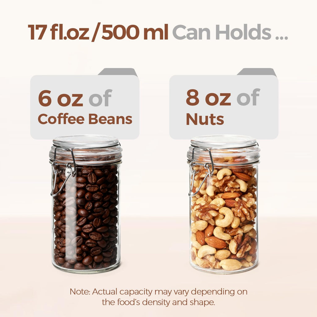 16 oz Glass Jars with Airtight Lids 6 Pack F3524