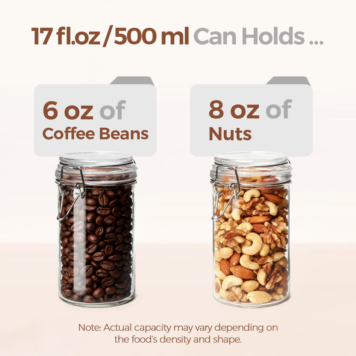 16 oz Glass Jars with Airtight Lids 6 Pack F3524