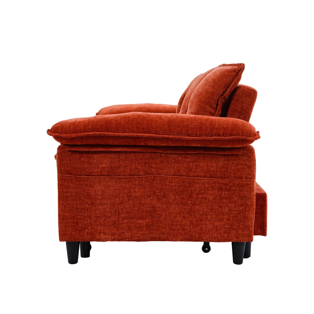 Orange Velvet Sleeper Sofa N468