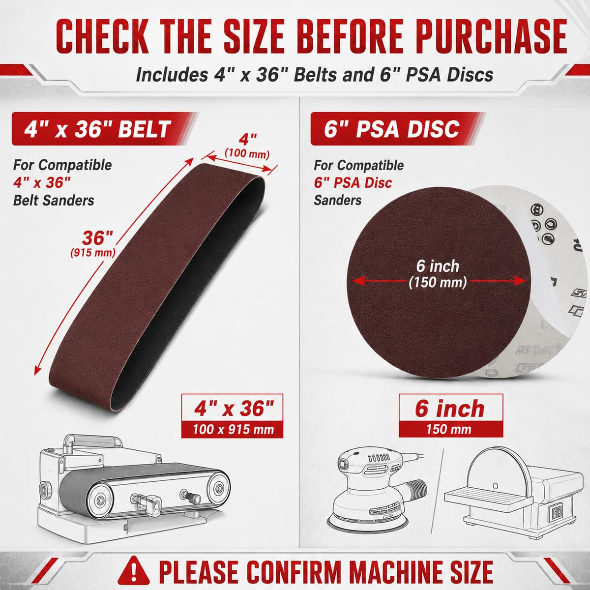 34 Pieces Sanding Belts and PSA Sanding Discs Set Alumina D430