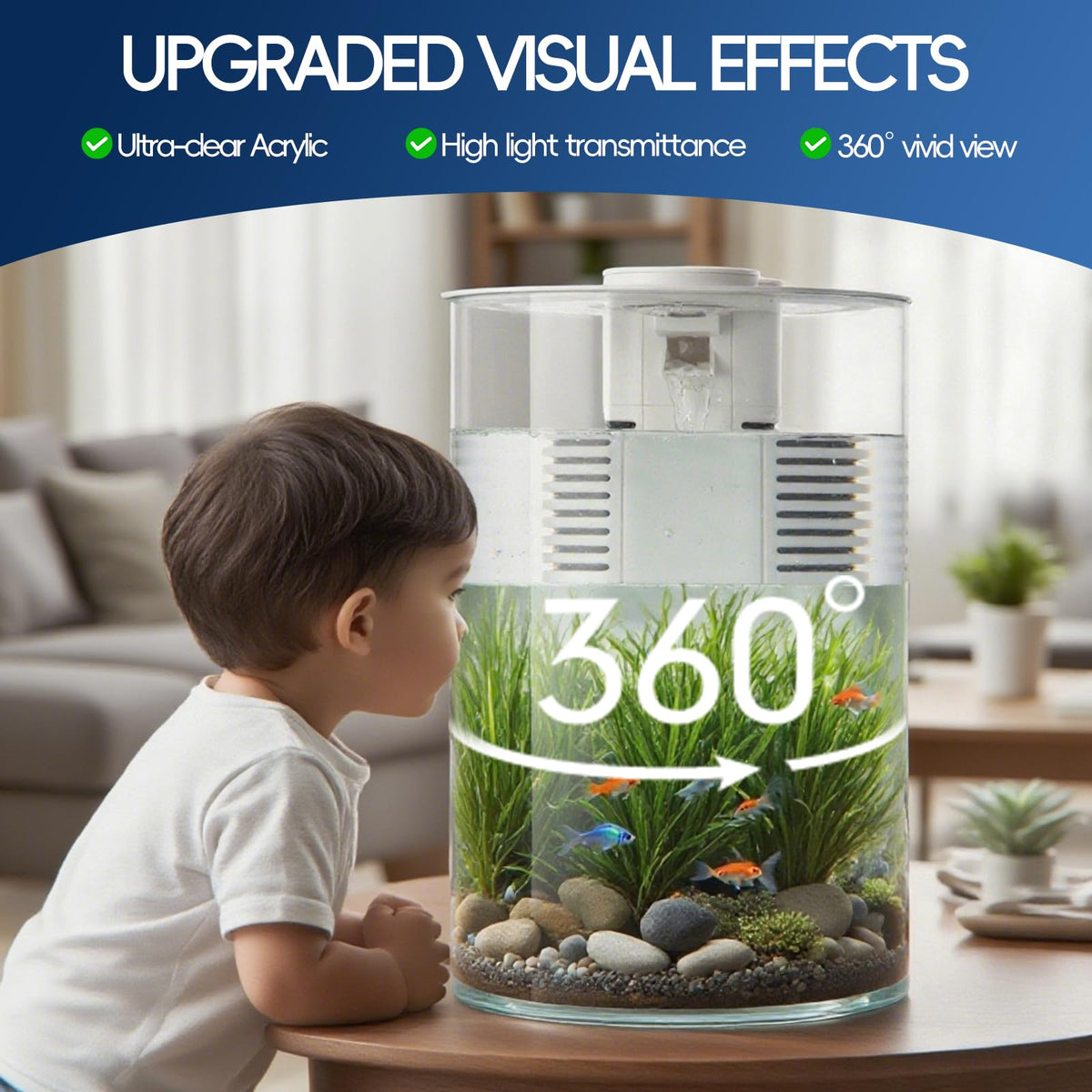 3 Gallon Self Cleaning Fish Tank Aquarium Starter Kit with Filter and Light O1961