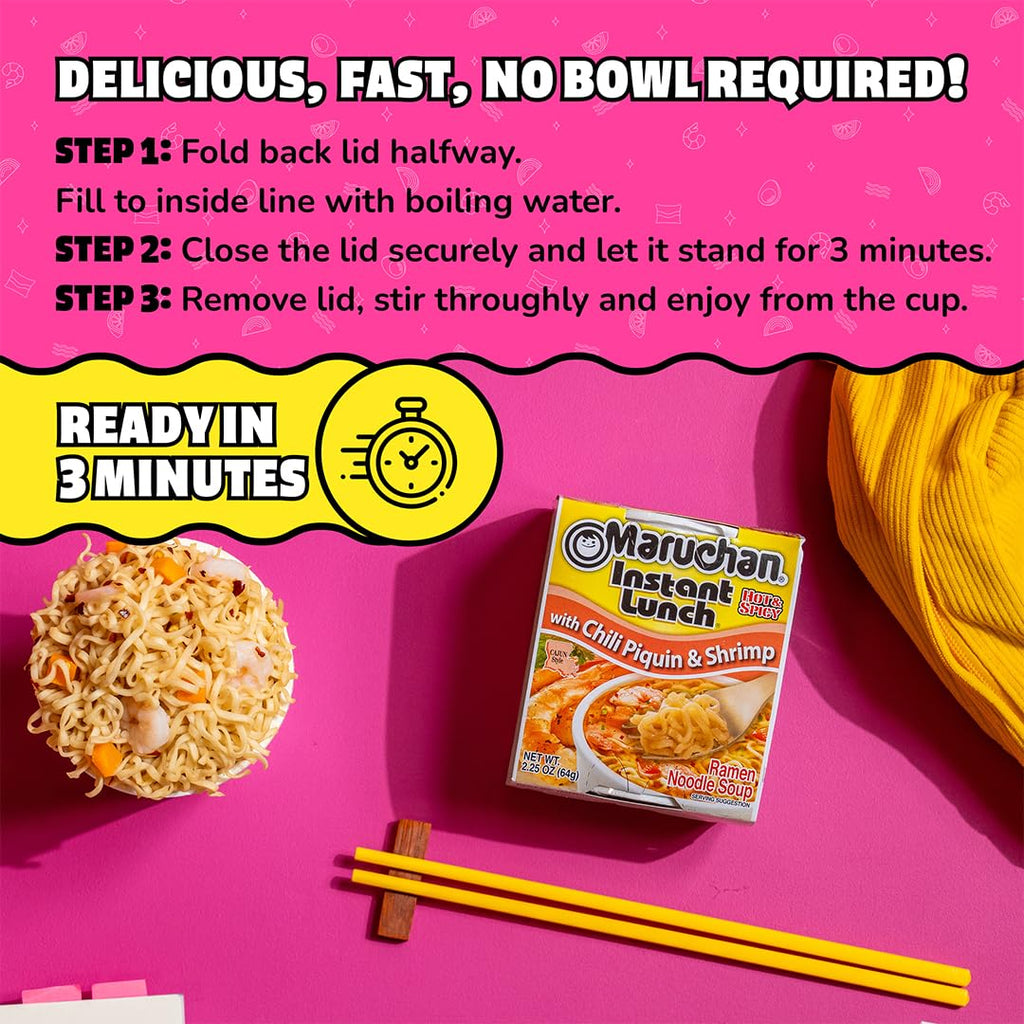 Instant Lunch Ramen Noodles Chili Piquin & Shrimp 2.25 Oz 12 Pack B18711