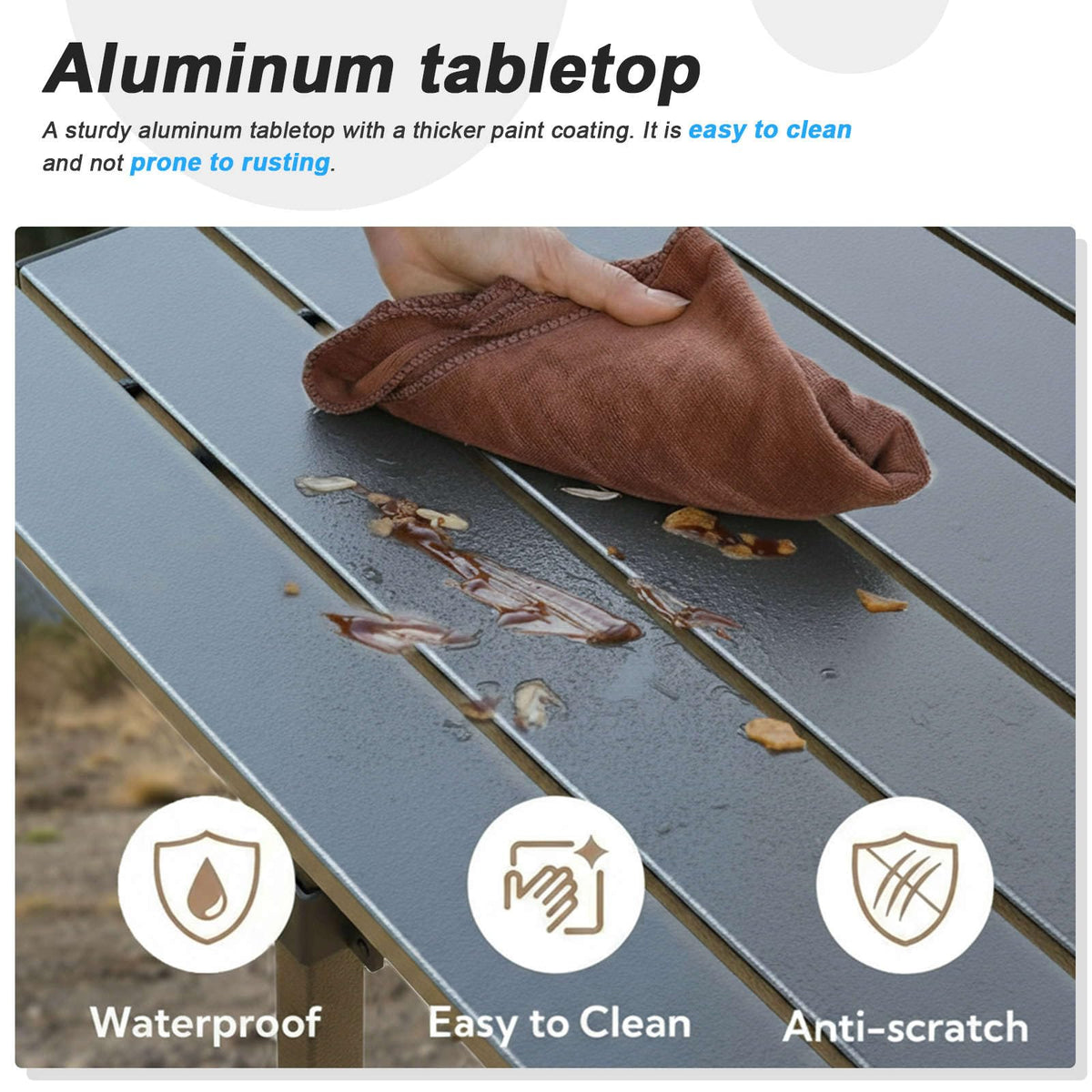 Portable Aluminum Folding Camping Table with Storage Basket C3685