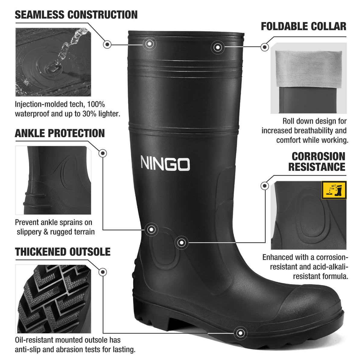 Men's Steel Toe Waterproof Rubber Boots Z24013