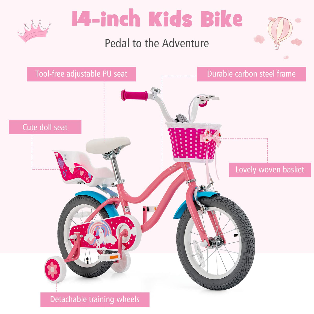 14 Inch Kids Bike with Training Wheels W574888